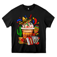 Black Mexican Frappe With Cactus Sombrero And Maracas Heavy Core Tee - FaDigitalArtStudio