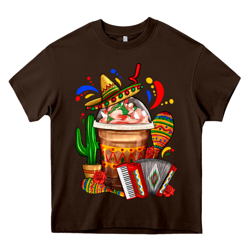 Mexican Frappe With Cactus Sombrero And Maracas Heavy Core Tee by FaDigitalArtStudio | Teevron