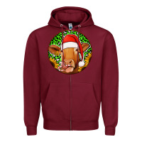 Burgundy christmas circle earrings Zipper Hoodie - Jasminsmagicworld