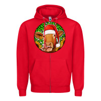 Red christmas circle earrings Zipper Hoodie - Jasminsmagicworld