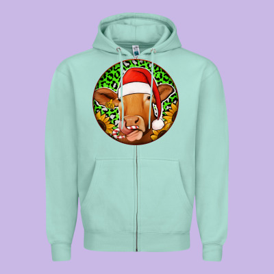 Christmas Circle Earrings Zipper Hoodie Designed By Jasminsmagicworld