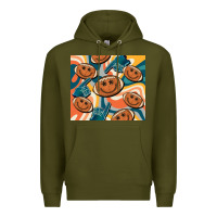Army Green football smiley face Premium Hoodie - BarkalooDesign