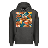 Charcoal Heather football smiley face Premium Hoodie - BarkalooDesign