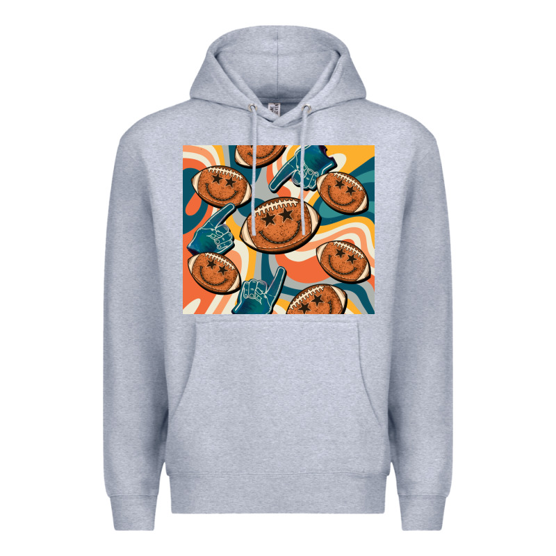 Football Smiley Face Premium Hoodie by BarkalooDesign | Teevron