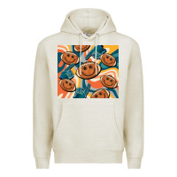 Oatmeal Heather football smiley face Premium Hoodie - BarkalooDesign