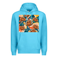 Ocean Blue football smiley face Premium Hoodie - BarkalooDesign