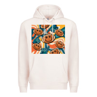 Pale Pink football smiley face Premium Hoodie - BarkalooDesign
