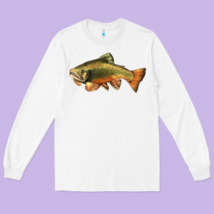 Leaping Brook Trout Long Sleeve Tee Designed By Lillyallendesigns
