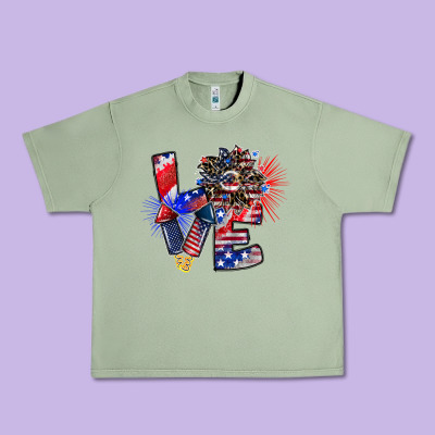 Patriotic Love Urban Heavy Tee Designed By Cowhidedigitalart