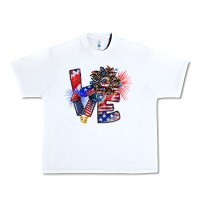 White patriotic Love Urban Heavy Tee - CowhideDigitalArt