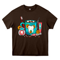 Chocolate Brown Dentist Coffee Heavy Core Tee - FaDigitalArtStudio