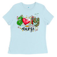 Baby Blue Jolly Nurse Black Ladies Tee - CowhideDigitalArt