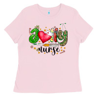 Bubblegum Pink Jolly Nurse Black Ladies Tee - CowhideDigitalArt