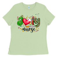 Matcha Jolly Nurse Black Ladies Tee - CowhideDigitalArt