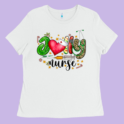 Jolly Nurse Black Ladies Tee Designed By Cowhidedigitalart
