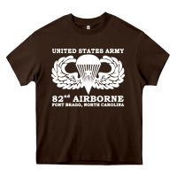 Chocolate Brown army 82nd airborne Heavy Core Tee - linhVisuals