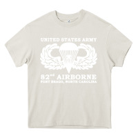 Cream army 82nd airborne Heavy Core Tee - linhVisuals