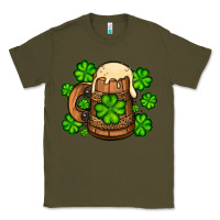 Army Green St. Patrick's Beer and shamrock Classic Tee - OliviaCreatesArt