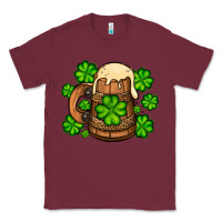 Burgundy St. Patrick's Beer and shamrock Classic Tee - OliviaCreatesArt