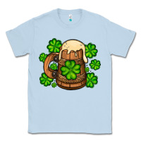 Dusty Blue St. Patrick's Beer and shamrock Classic Tee - OliviaCreatesArt