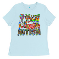 Baby Blue Just a Girl Small Town Autism Ladies Tee - CowhideDigitalArt