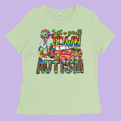 Just A Girl Small Town Autism Ladies Tee Designed By Cowhidedigitalart