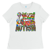 White Just a Girl Small Town Autism Ladies Tee - CowhideDigitalArt