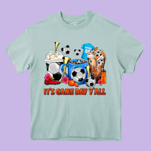 It's Game Day Y'all Soccer Coffee Cups Heavy Core Tee Designed By Fadigitalartstudio