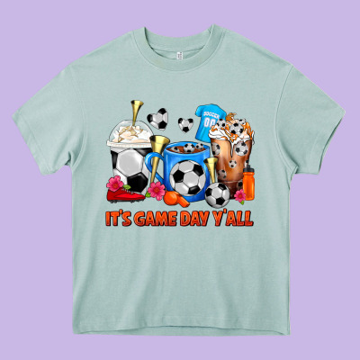 It's Game Day Y'all Soccer Coffee Cups Heavy Core Tee Designed By Fadigitalartstudio