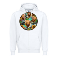 White Highland Cow Pattern Zipper Hoodie - Jasminsmagicworld