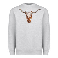 Heather Grey longhorn cow head Heavyweight Sweatshirt - RanaPortraitStore