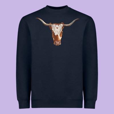 Longhorn Cow Head Heavyweight Sweatshirt Designed By Ranaportraitstore