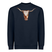 Navy longhorn cow head Heavyweight Sweatshirt - RanaPortraitStore