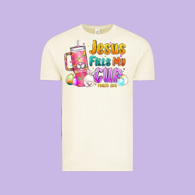 Jesus Fills My Cup Easter Vintage Tee Designed By Cowhidedigitalart