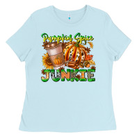 Baby Blue Pumpkin Spice Junkie Ladies Tee - CowhideDigitalArt