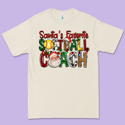 Santa's Favorite Softball Coach For Christmas Premium Tee Designed By Fadigitalartstudio