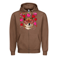 Chestnut valentine's shiba inu Zipper Hoodie - RanaPortraitStore