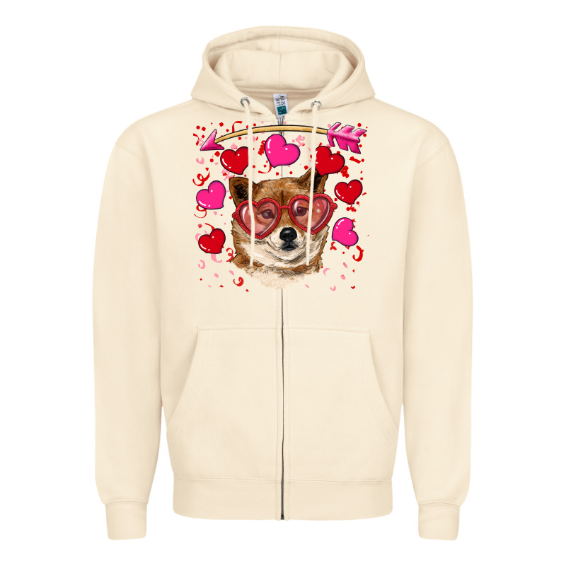 Valentine's Shiba Inu Zipper Hoodie by RanaPortraitStore | Teevron