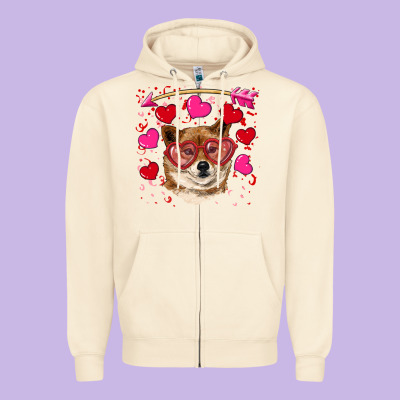 Valentine's Shiba Inu Zipper Hoodie Designed By Ranaportraitstore
