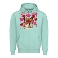 Seafoam valentine's shiba inu Zipper Hoodie - RanaPortraitStore
