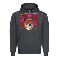 Smoke valentine's shiba inu Zipper Hoodie - RanaPortraitStore