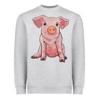 Heather Grey sitting pig Heavyweight Sweatshirt - RanaPortraitStore