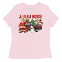 Bubblegum Pink Jolly Vibes Ladies Tee - CowhideDigitalArt
