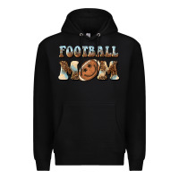 Black football mom football smiley face Premium Hoodie - BarkalooDesign