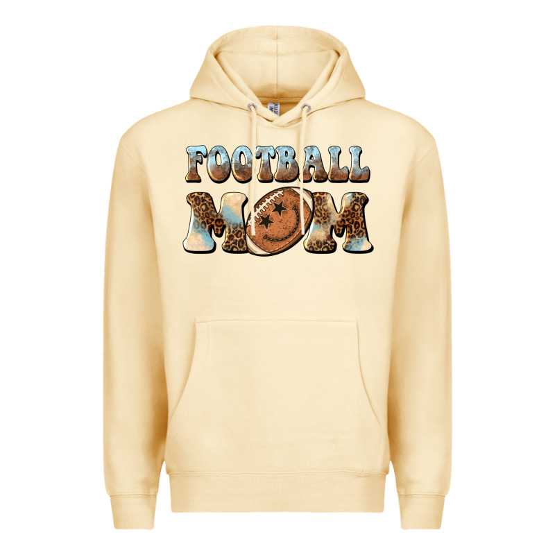 Football Mom Football Smiley Face Premium Hoodie by BarkalooDesign | Teevron