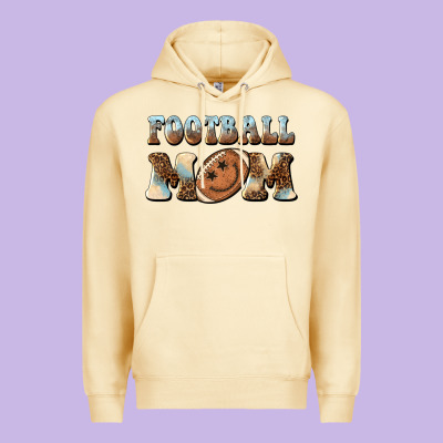 Football Mom Football Smiley Face Premium Hoodie Designed By Barkaloodesign