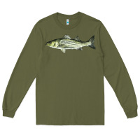 Army Green Striped Bass Long Sleeve Tee - LillyAllenDesigns