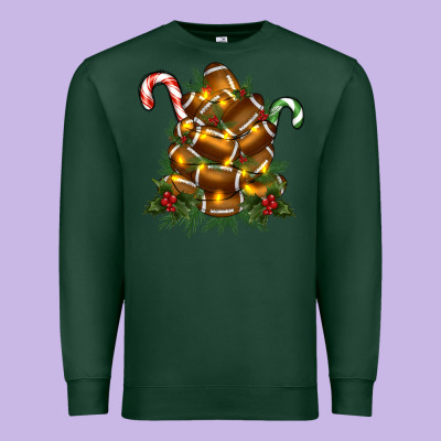 Football Tree Christmas Premium Sweatshirt Designed By Ranaportraitstore