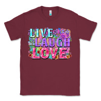 Burgundy Live laugh love hippie Valentine's Day Classic Tee - FaDigitalArtStudio