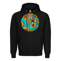 Black Round western pattern Zipper Hoodie - Jasminsmagicworld
